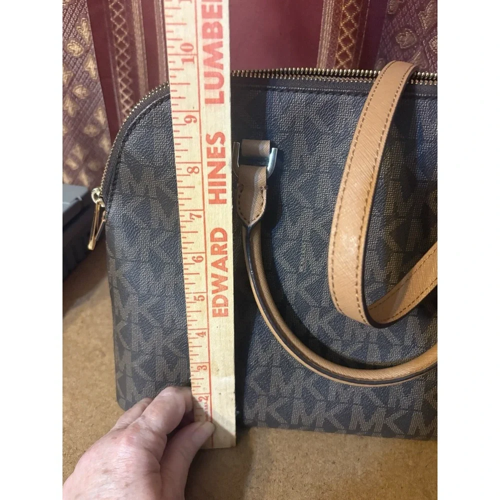 Michael Kors Jet Set Travel Satchel Crossbody Wallet Brown MK Logo Matching Set